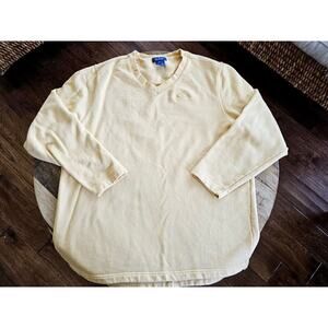 Faconnable Sweater Mens XL Yellow Long Sleeve Sweatshirt Embroidered Logo Cotton